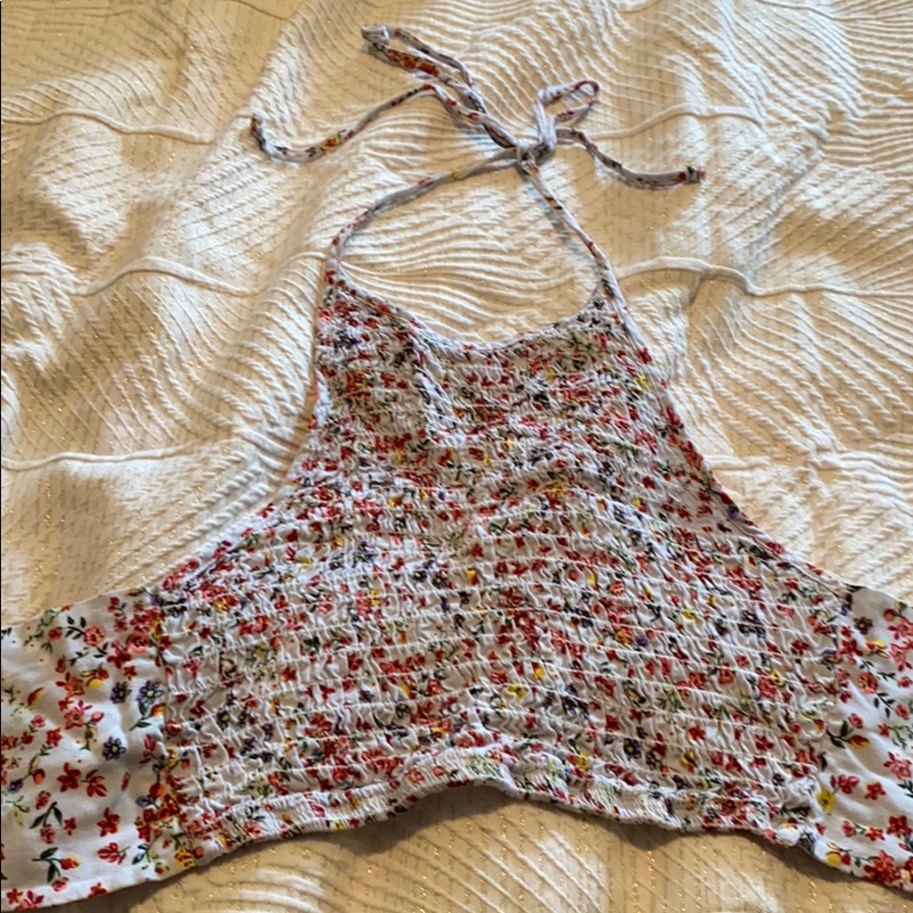 Floral tie-back top